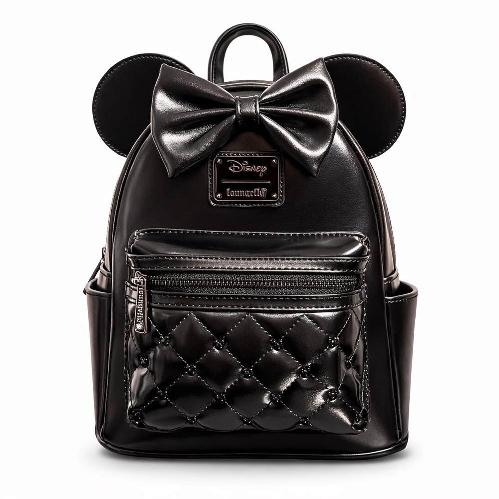 Loungefly Black Minnie Ear Bow Quilted Mini Backpack